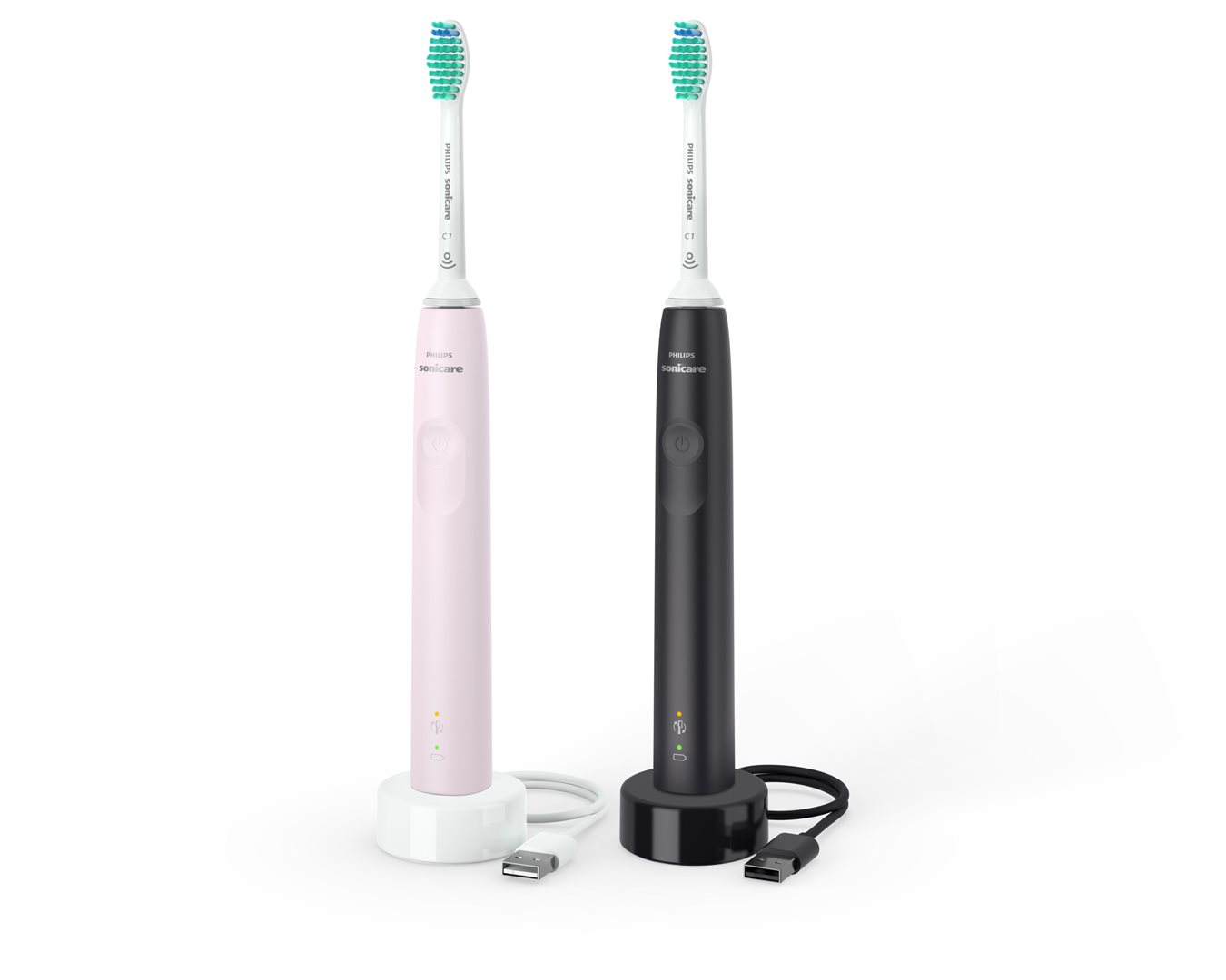 Philips Sonicare 3100 pack de deux 2x tête de brosse ProResults capteur de pression rose-noir