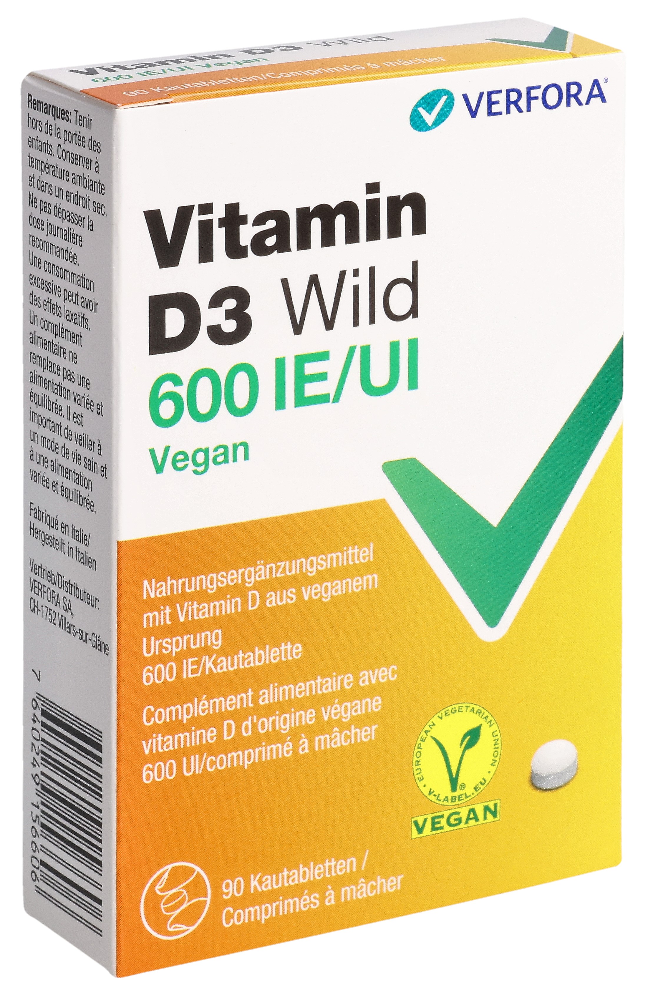 Vitamin D3 Wild Kautabl 600 IE vegan 90 Stk