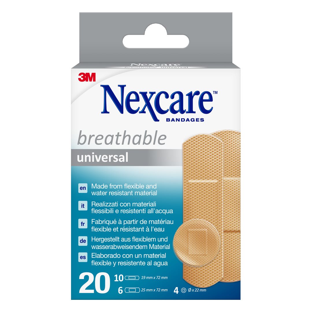 3M Nexcare Breathable universal pansements 3 tailles assorties 20 pce