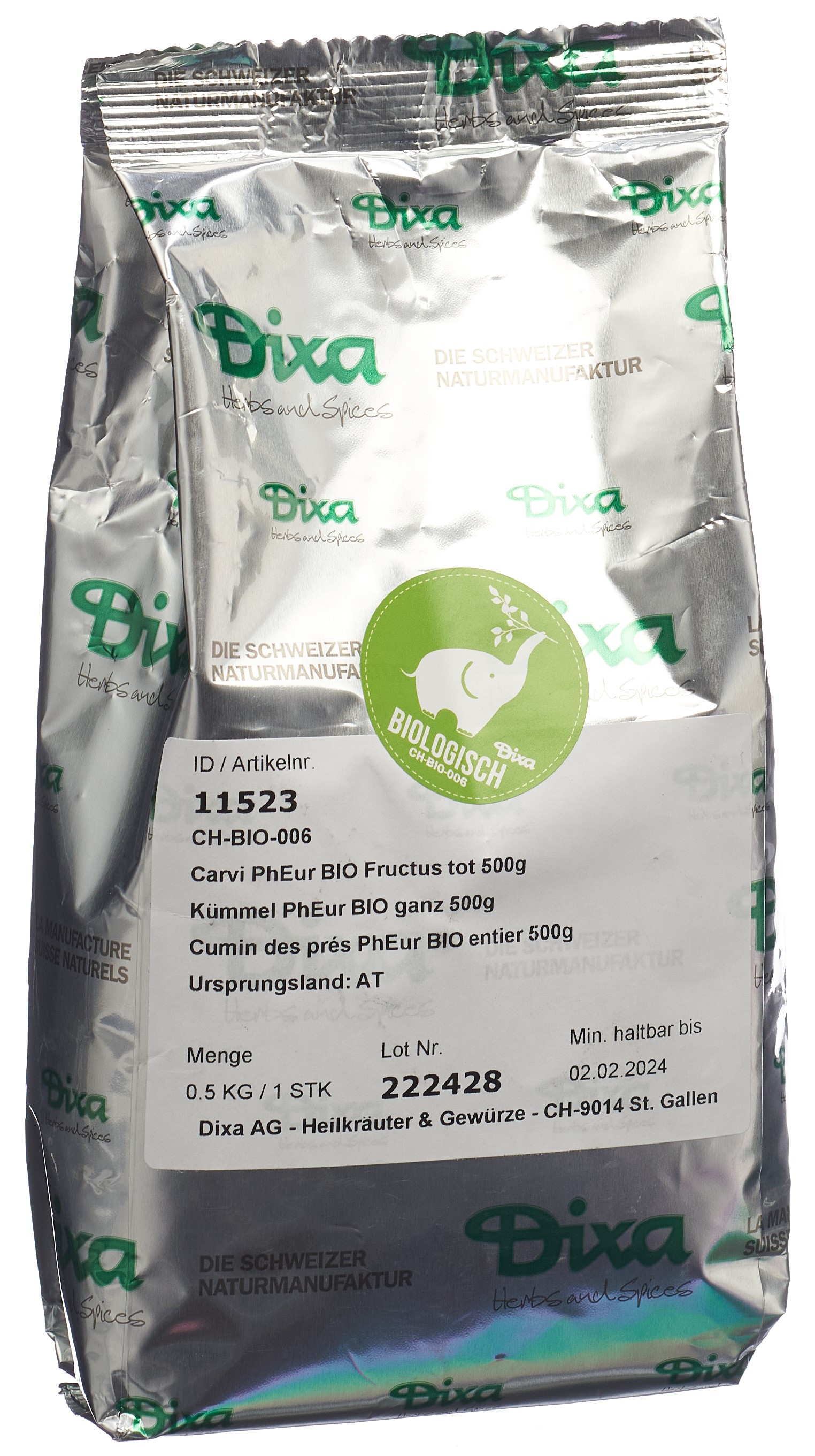Dixa Cumin des prés DIX BIO entier 500 g