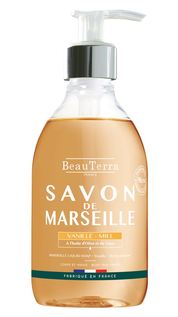 BeauTerra savon de Marseille liquide vanille miel fl 300 ml