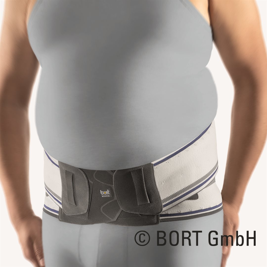 Bort StabiloBasic Rückenbandage 4 spezialweit mit Pelotte silber